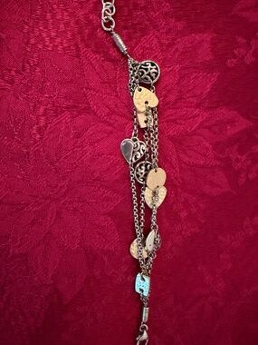 Brighton DECO Triple Strand Heart and Disc gold tone and silver tone Bracelet